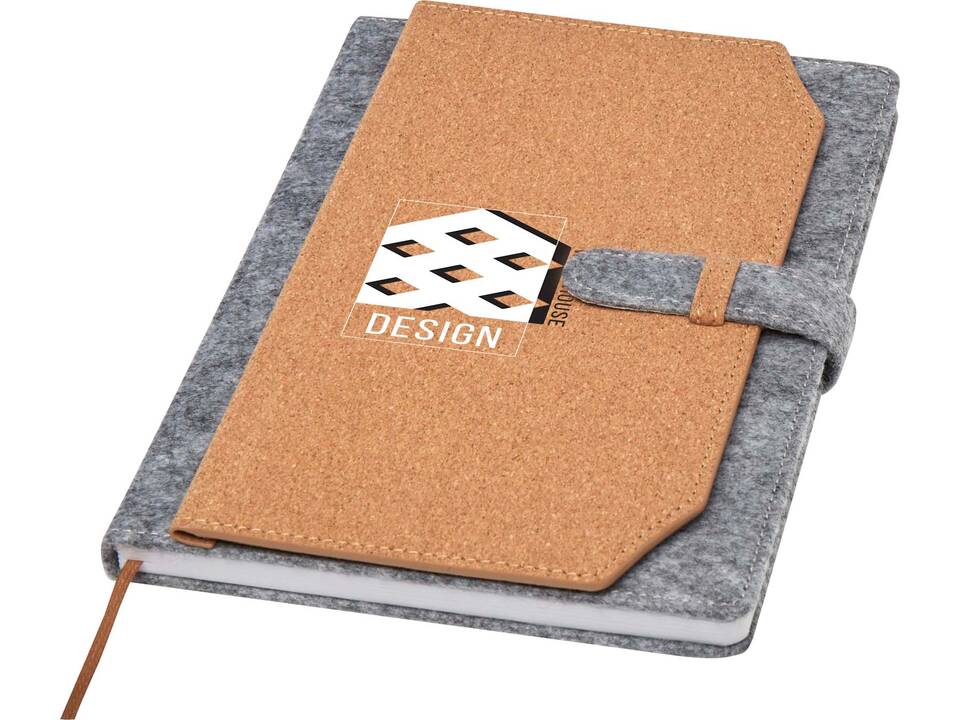Carnet A5 Viviana en feutrine recyclée et liège 1