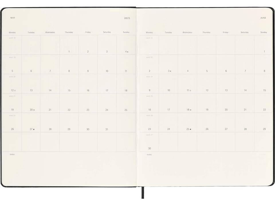 Agenda XL hebdomadaire 12 mois Moleskine à couverture rigide 6
