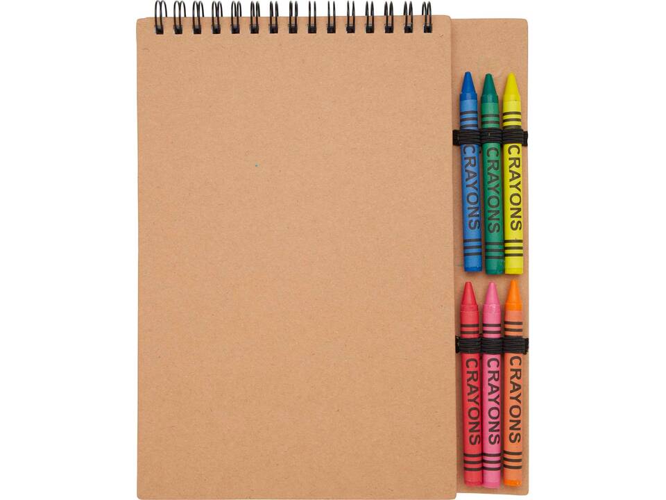 Carnet de notes à spirales Doodle A5 à couverture souple et set de crayons gras 2