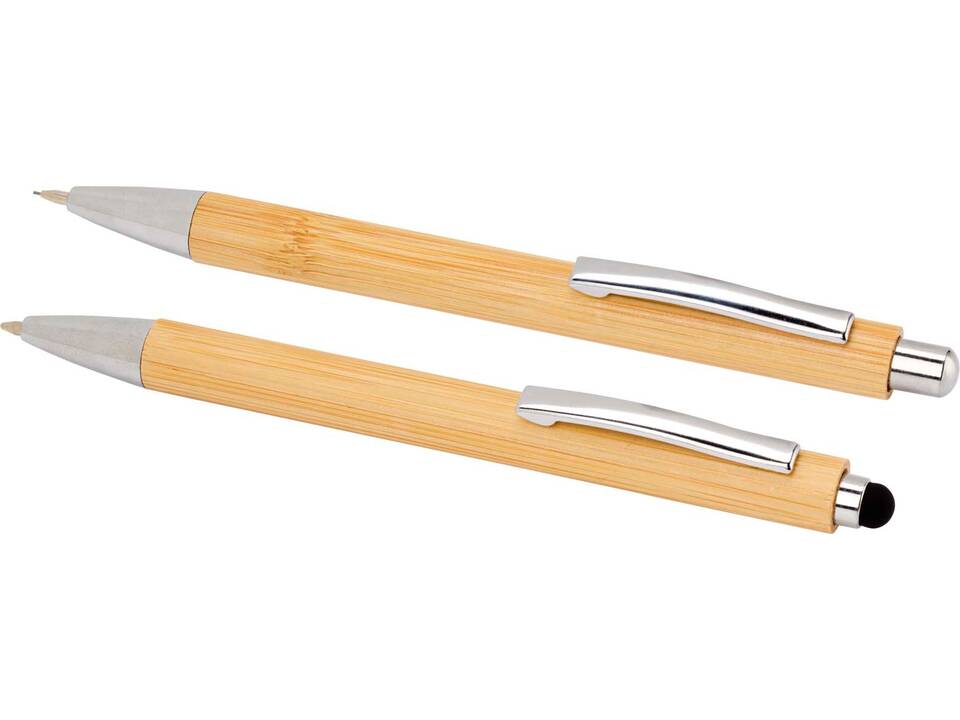 Set stylo bille et porte-mine Oblys en bambou (encre noire) 4