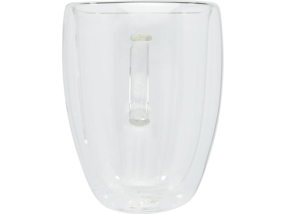 Tasse 2 pièces Manti de 350 ml à double paroi en verre avec sous-verre en bambou 3