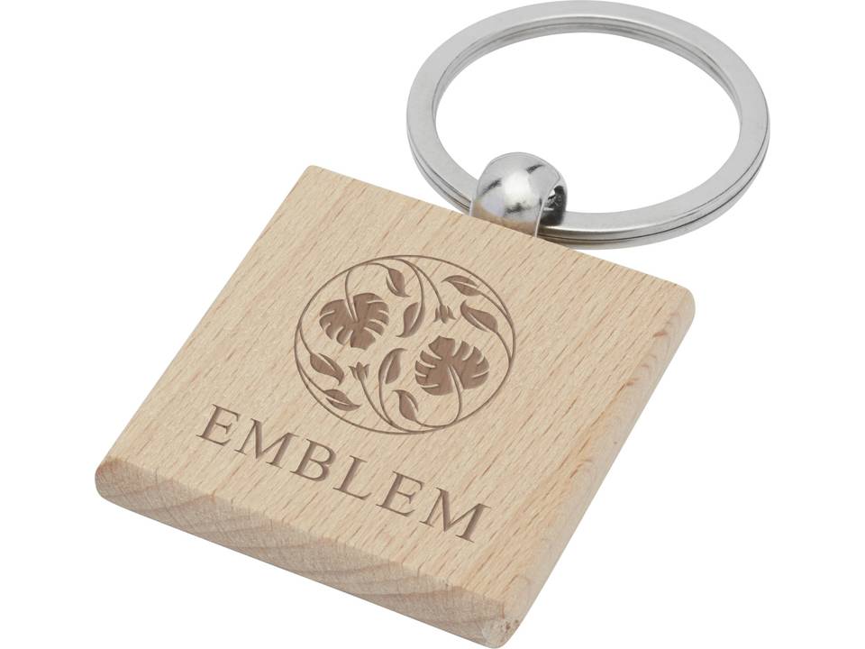 Porte-clés carré Gioia en bois de hêtre 2