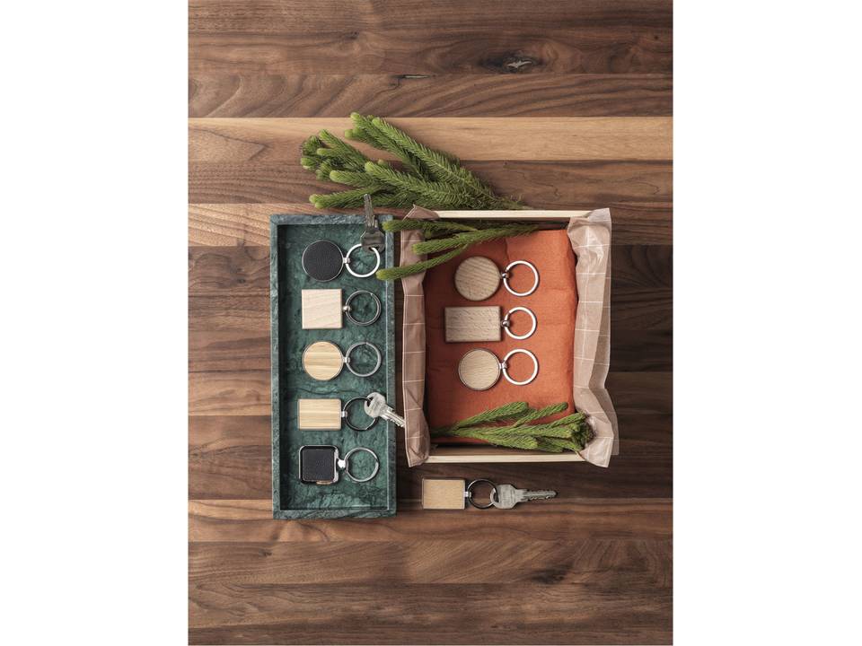 Porte-clés rectangulaire Gian en bois de hêtre 6