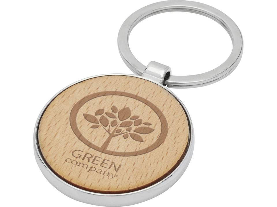 Porte-clés rond Moreno en bois de hêtre 2