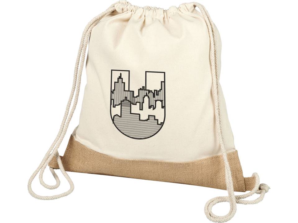 Sac à dos en jute de coton Delhi avec cordon de serrage 2