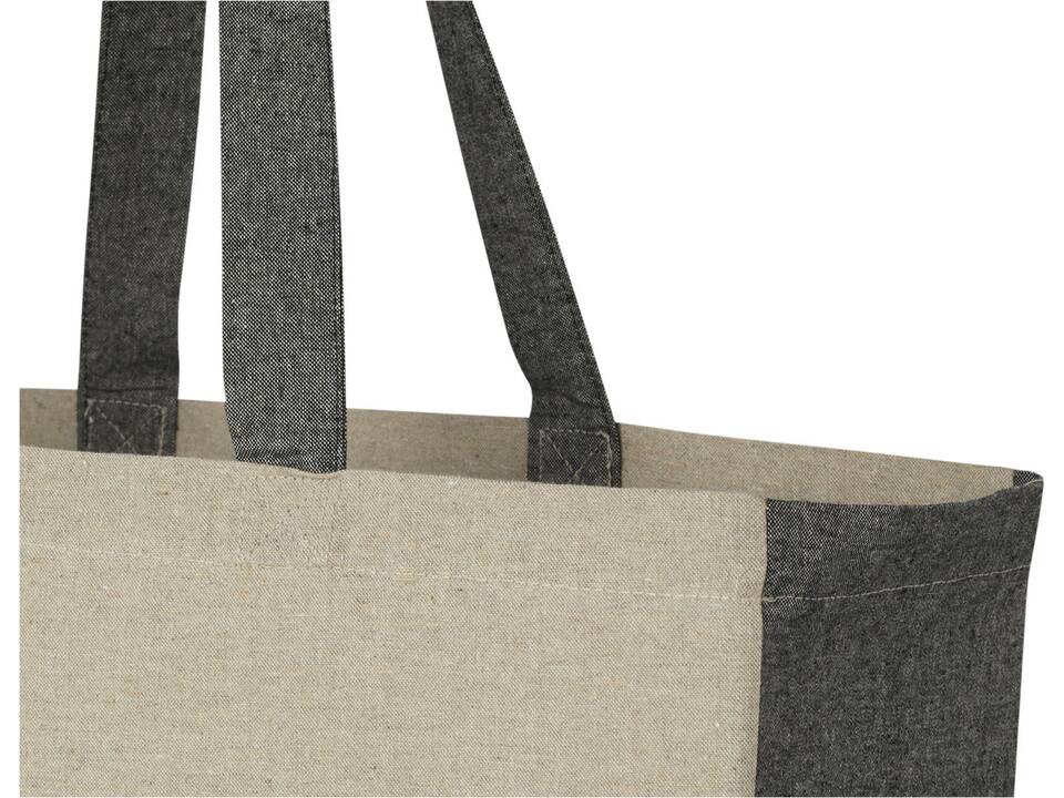 Sac shopping Pheebs de 18 l en coton recyclé de 190 g/m² à soufflets avec côtés contrastés 4