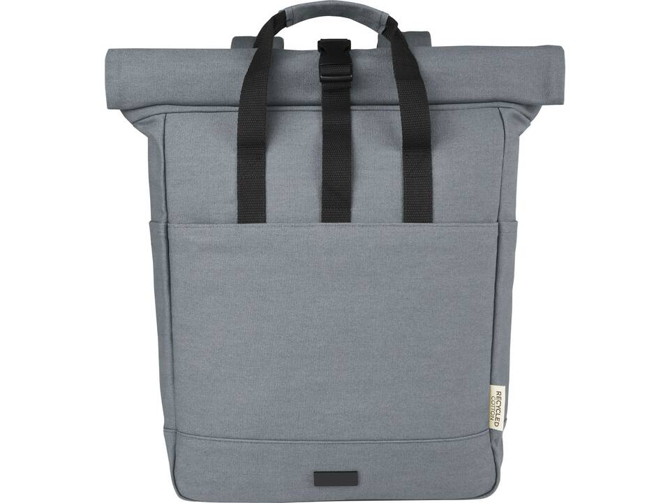 Sac à dos pour ordinateur portable Joey de 15 L en toile recyclée GRS 15 pouces avec dessus enroulable 15