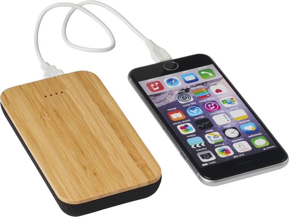 Chargeur à induction et powerbank 6000mAh en bambou/tissu Future 6
