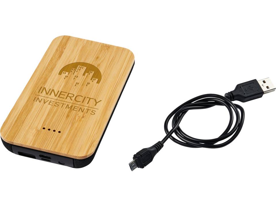 Chargeur à induction et powerbank 6000mAh en bambou/tissu Future 2