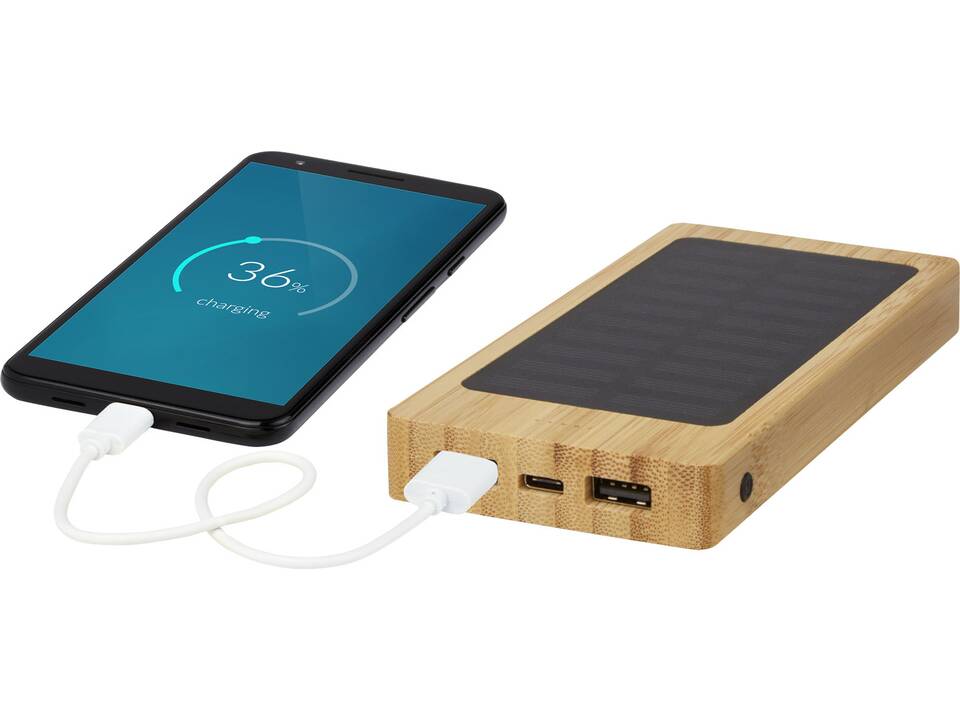 Batterie de secours solaire Alata de 8 000 mAh en bambou 7