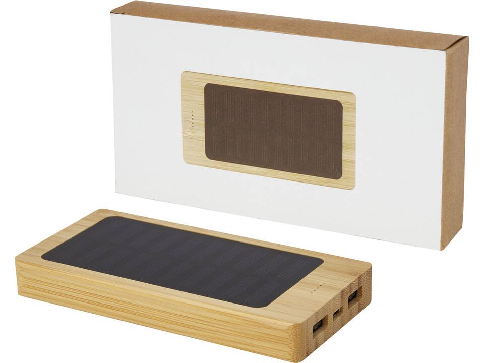 Batterie de secours solaire Alata de 8 000 mAh en bambou 8