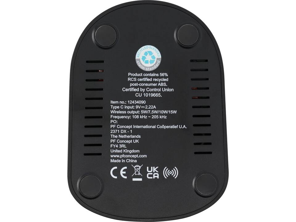 Socle de charge sans fil Loop de 15 W à double bobine en plastique recyclé certifié RCS 6