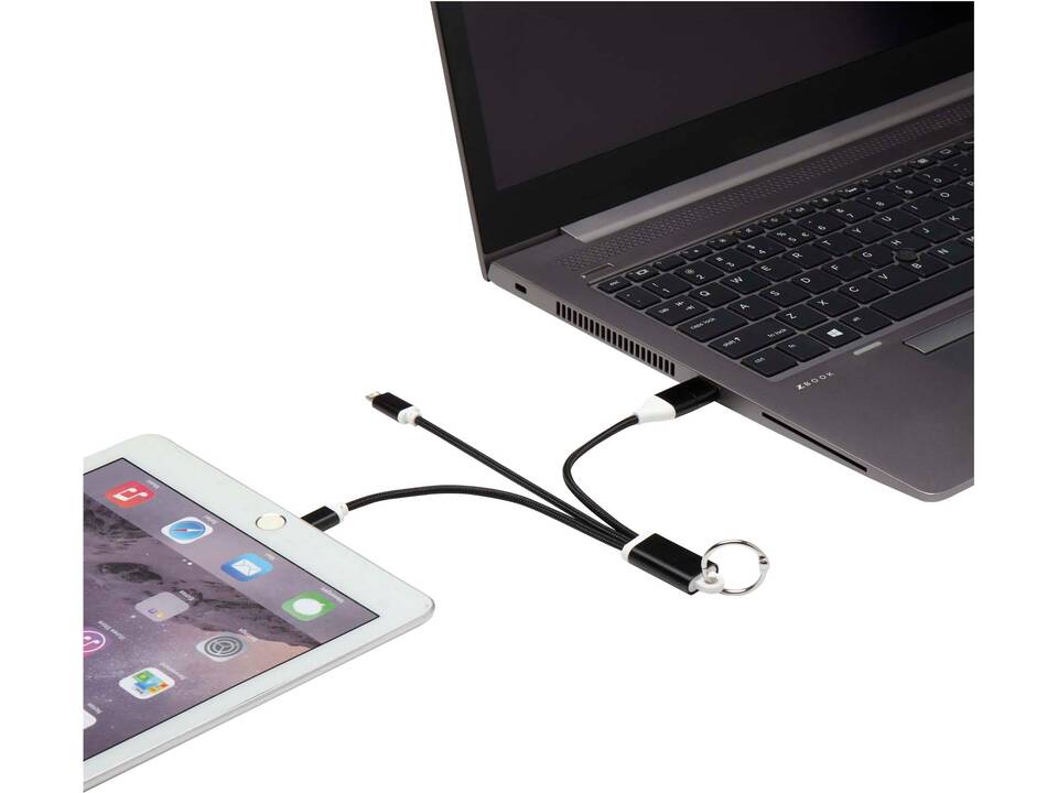 Câble de charge 4-en-1 Metal en aluminium recyclé avec porte-clés 20