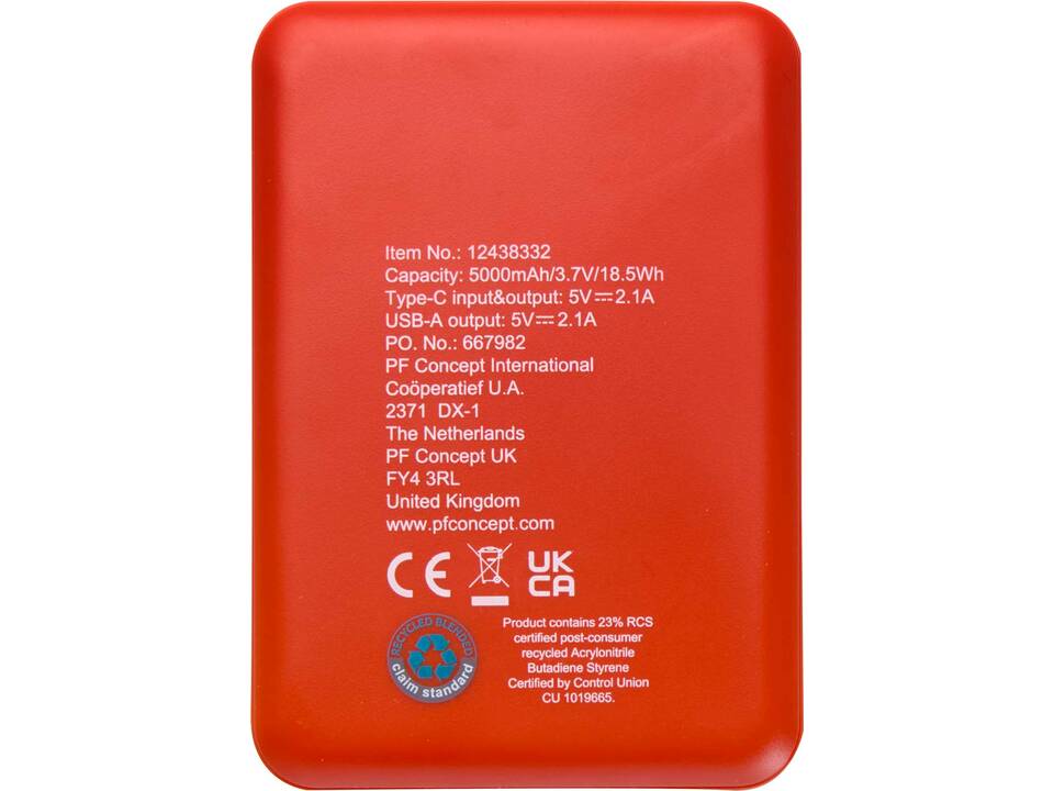 Batterie de secours en plastique recyclé Asama type-C de 5 000 mAh 21