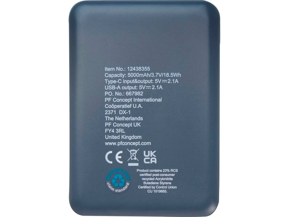 Batterie de secours en plastique recyclé Asama type-C de 5 000 mAh 7