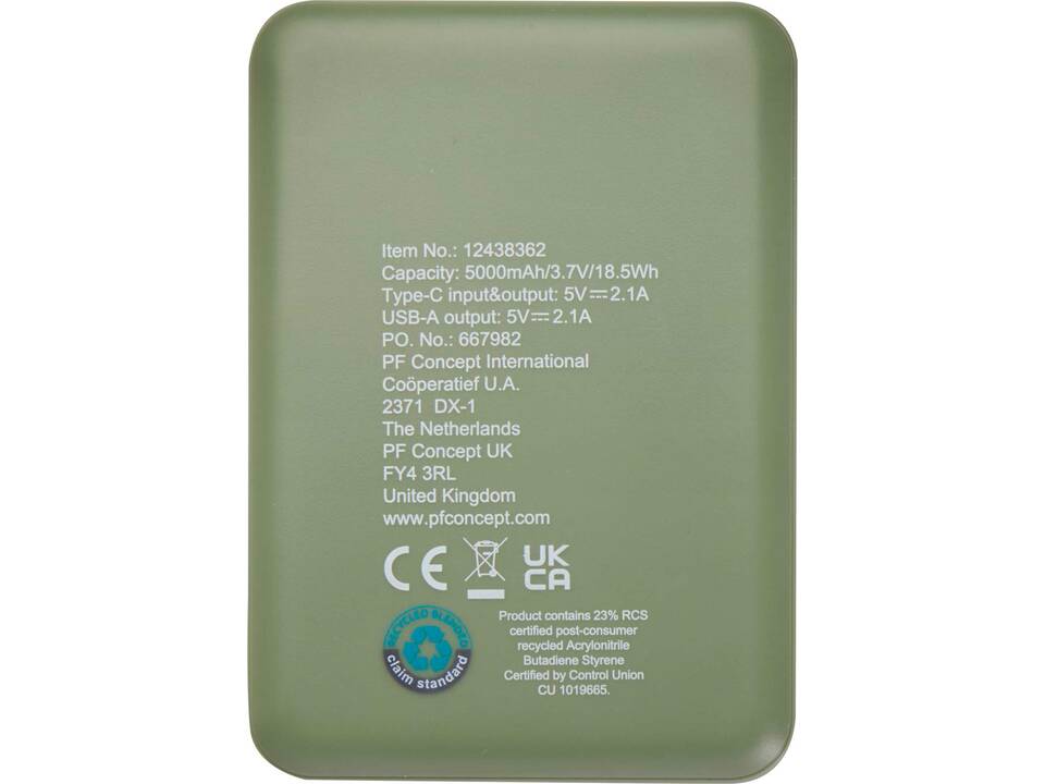 Batterie de secours en plastique recyclé Asama type-C de 5 000 mAh 15