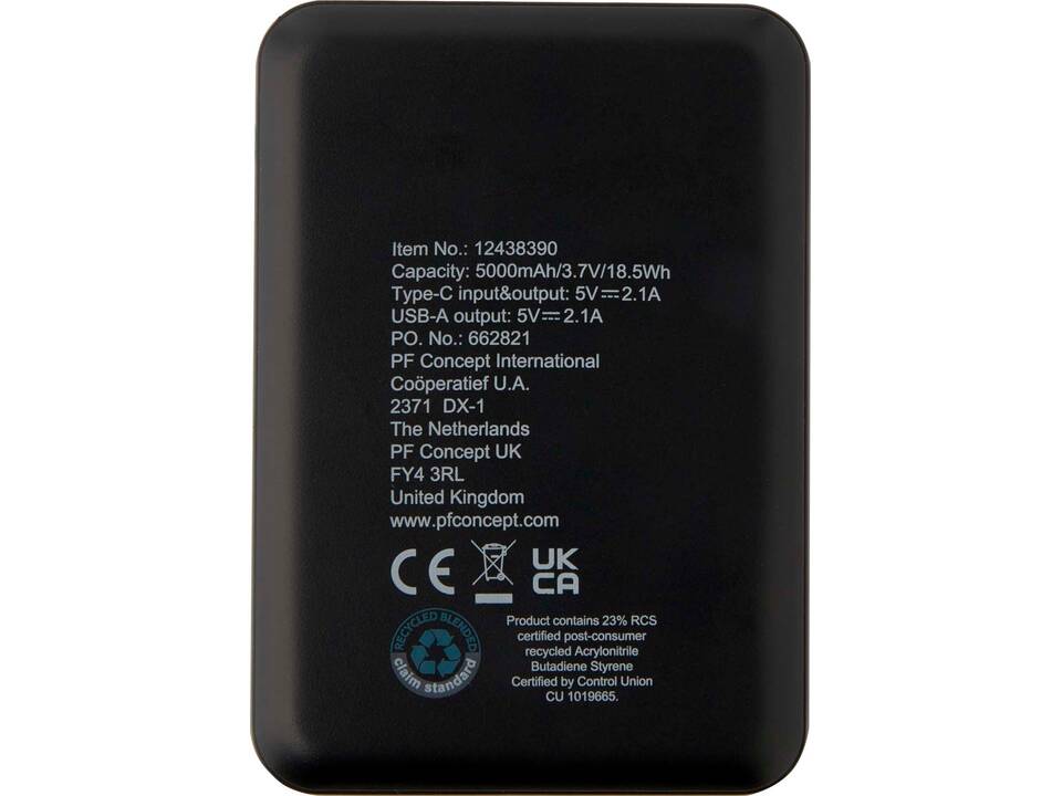 Batterie de secours en plastique recyclé Asama type-C de 5 000 mAh 35