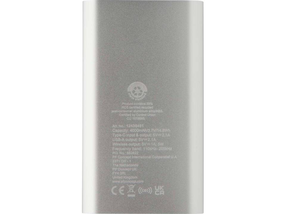 Batterie de secours sans fil en aluminium recyclé Juice type-C de 4 000 mAh 20