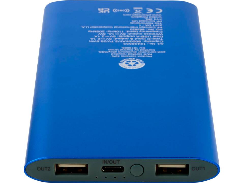 Batterie de secours sans fil en aluminium recyclé Juice type-C de 8 000 mAh 12