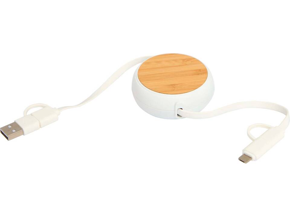 Câble rétractable 5 en 1 Chechia de 100 cm en plastique recyclé pour la synchronisation des données et la charge rapide de 45 W 6