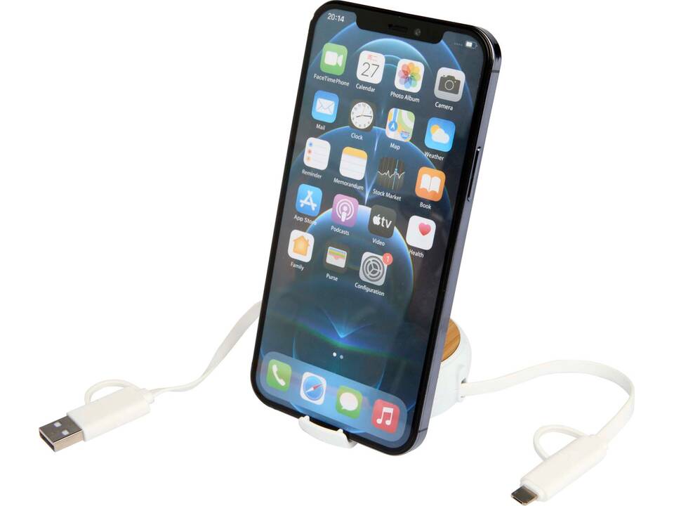 Câble rétractable 5 en 1 Chechia de 100 cm en plastique recyclé pour la synchronisation des données et la charge rapide de 45 W 7