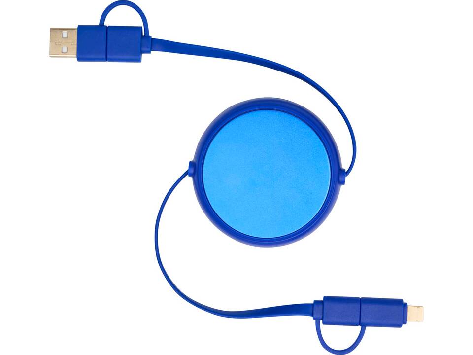 Câble rétractable 5 en 1 Alasia de 100 cm en plastique recyclé et aluminium pour la synchronisation des données et la charge rapide de 45 W 10