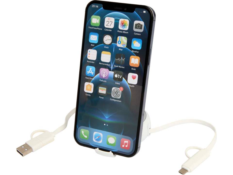 Câble rétractable 5 en 1 Alasia de 100 cm en plastique recyclé et aluminium pour la synchronisation des données et la charge rapide de 45 W 20