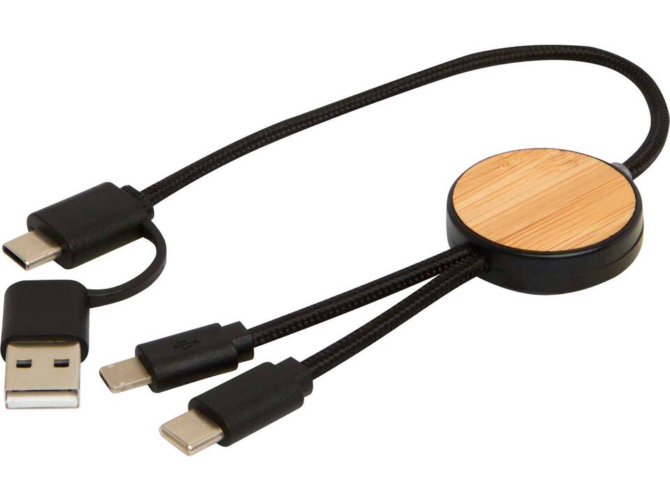 Câble 5 en 1 Chechia en plastique recyclé de 30 cm pour la synchronisation des données et la charge rapide de 27 W avec détails en bambou 13