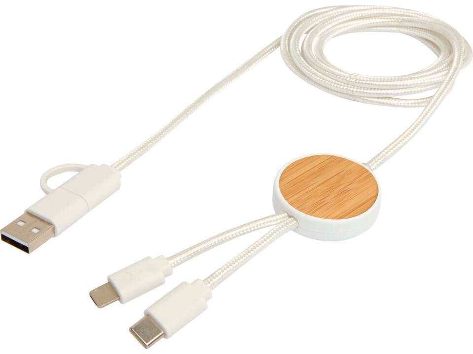 Câble 5 en 1 Chechia en plastique recyclé de 150 cm pour la synchronisation des données et la charge rapide de 27 W avec détails en bambou 4