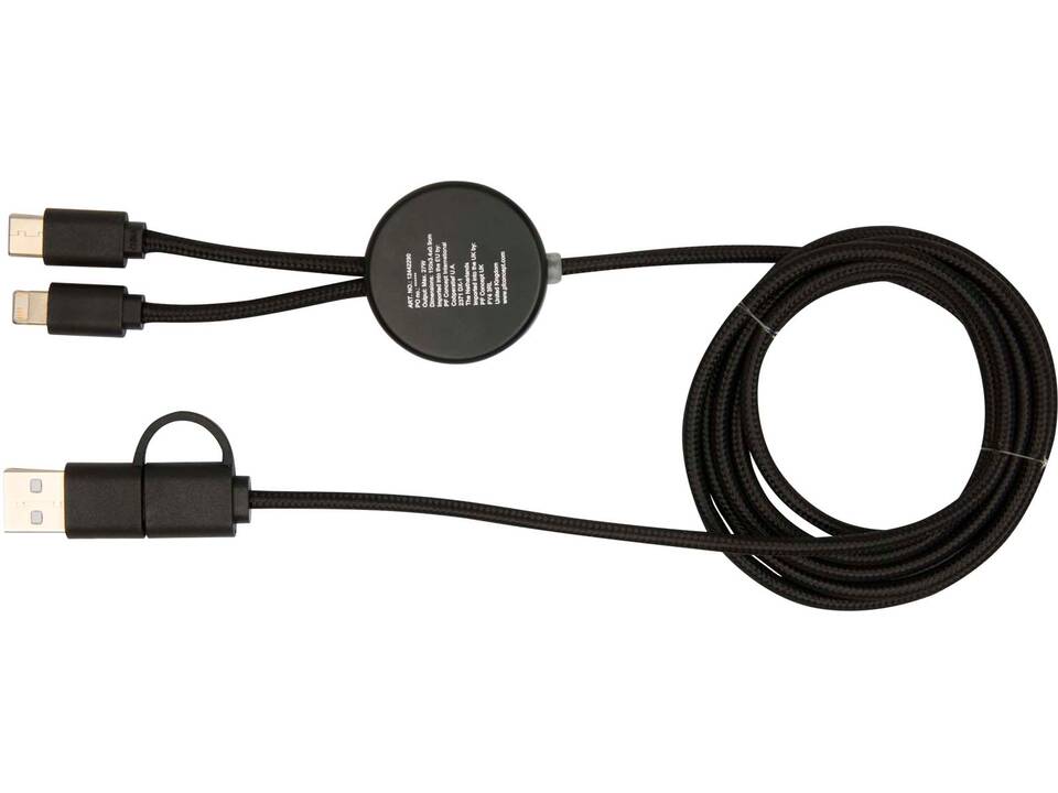 Câble 5 en 1 Chechia en plastique recyclé de 150 cm pour la synchronisation des données et la charge rapide de 27 W avec détails en bambou 9