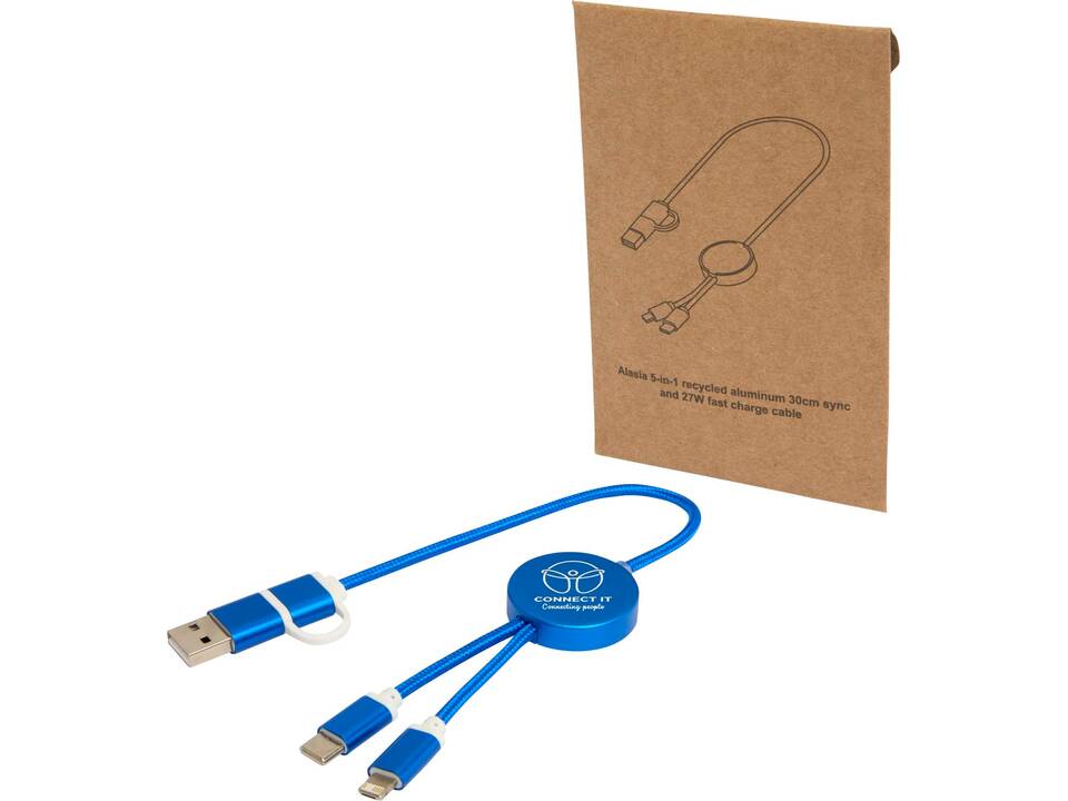 Câble 5 en 1 Alasia en aluminium et plastique recyclés de 30 cm pour la synchronisation des données et la charge rapide de 27 W 9