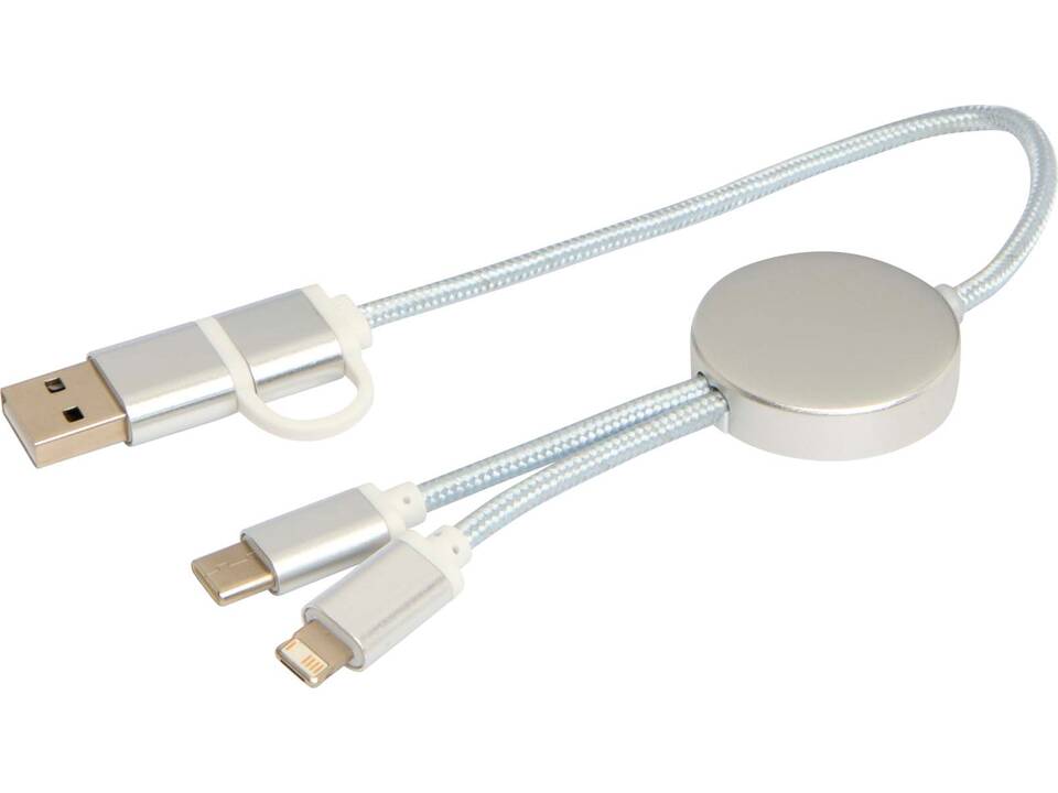 Câble 5 en 1 Alasia en aluminium et plastique recyclés de 30 cm pour la synchronisation des données et la charge rapide de 27 W 20