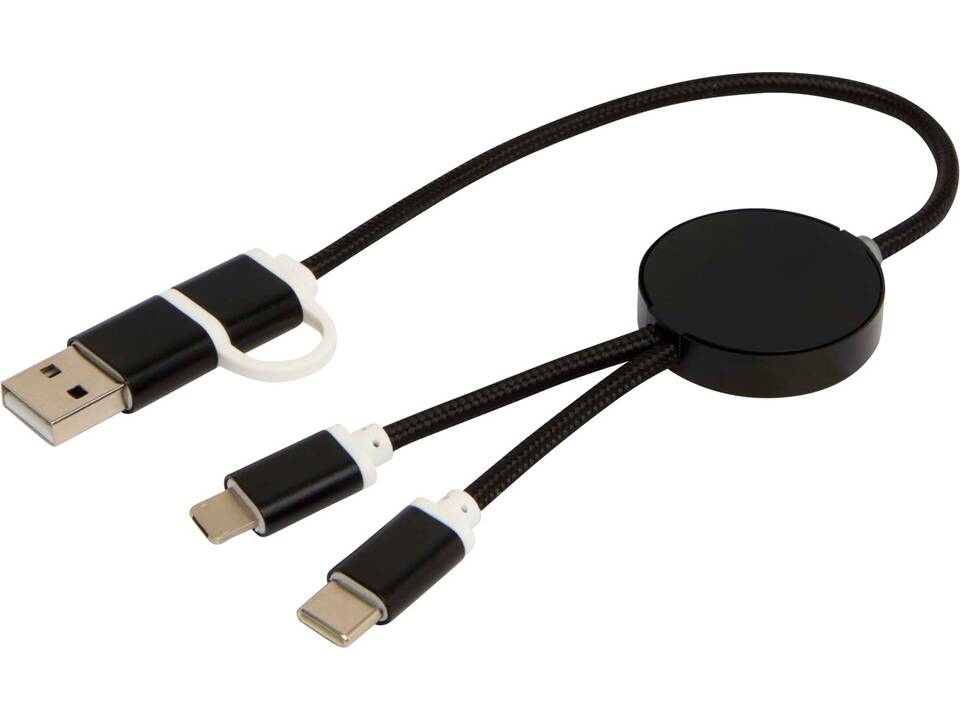 Câble 5 en 1 Alasia en aluminium et plastique recyclés de 30 cm pour la synchronisation des données et la charge rapide de 27 W 27