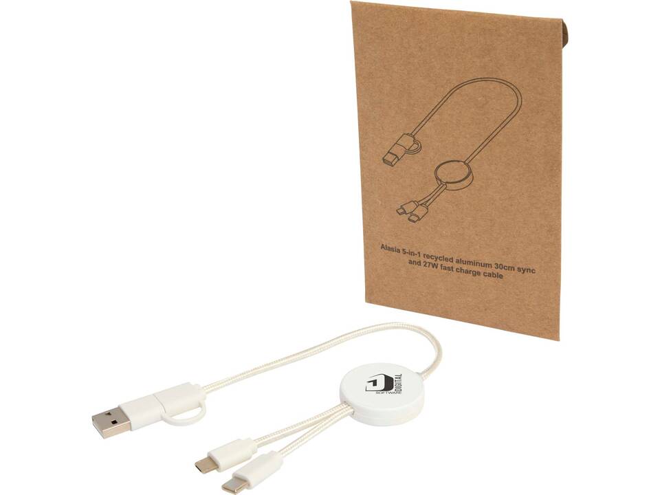 Câble 5 en 1 Citala en plastique recyclé de 30 cm pour la synchronisation des données et la charge rapide de 27 W 1