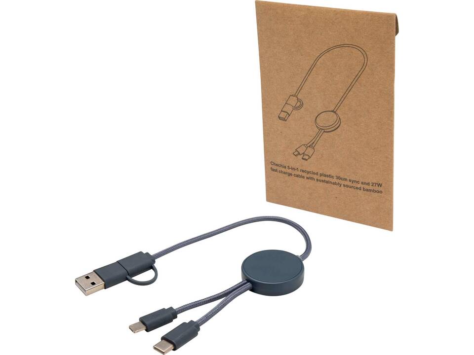 Câble 5 en 1 Citala en plastique recyclé de 30 cm pour la synchronisation des données et la charge rapide de 27 W 3