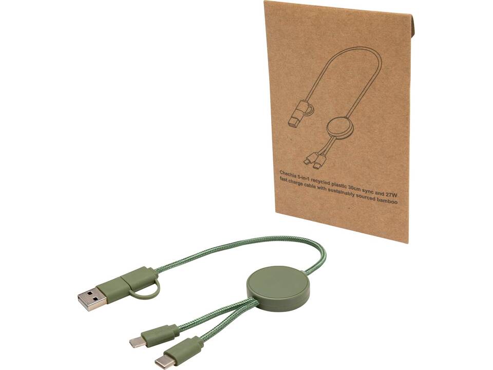 Câble 5 en 1 Citala en plastique recyclé de 30 cm pour la synchronisation des données et la charge rapide de 27 W 11