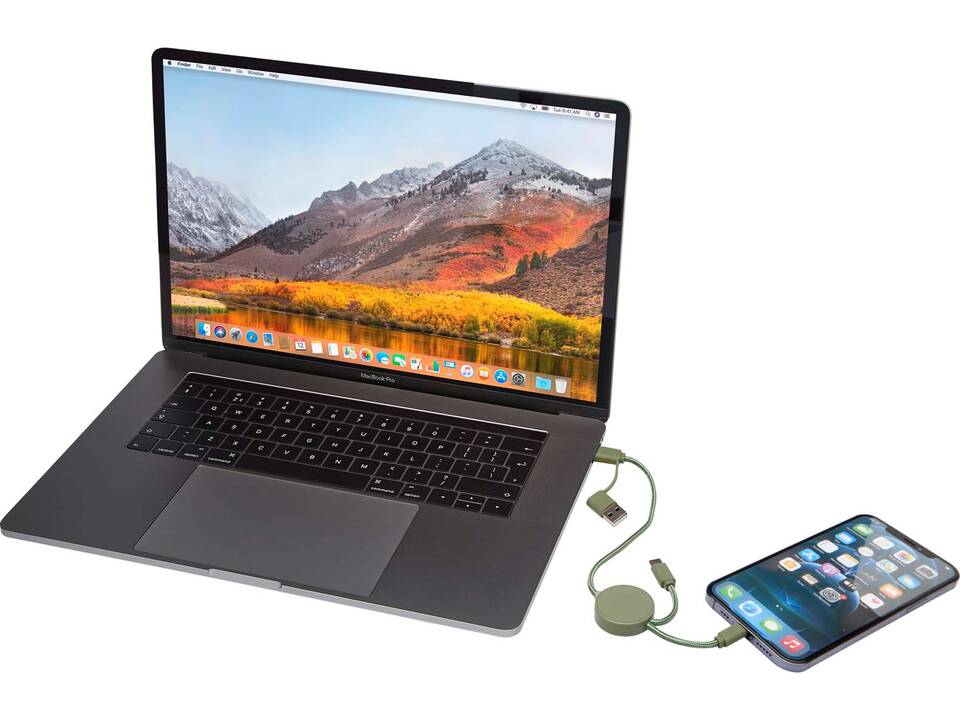 Câble 5 en 1 Citala en plastique recyclé de 30 cm pour la synchronisation des données et la charge rapide de 27 W 20