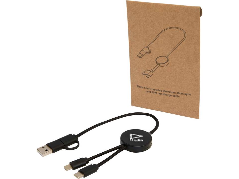 Câble 5 en 1 Citala en plastique recyclé de 30 cm pour la synchronisation des données et la charge rapide de 27 W 32