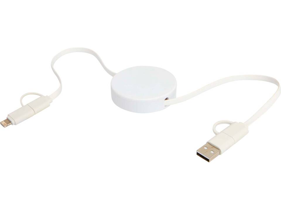 Câble rétractable 5 en 1 Citala en plastique recyclé de 90 cm pour la synchronisation des données et la charge rapide de 40 W 5