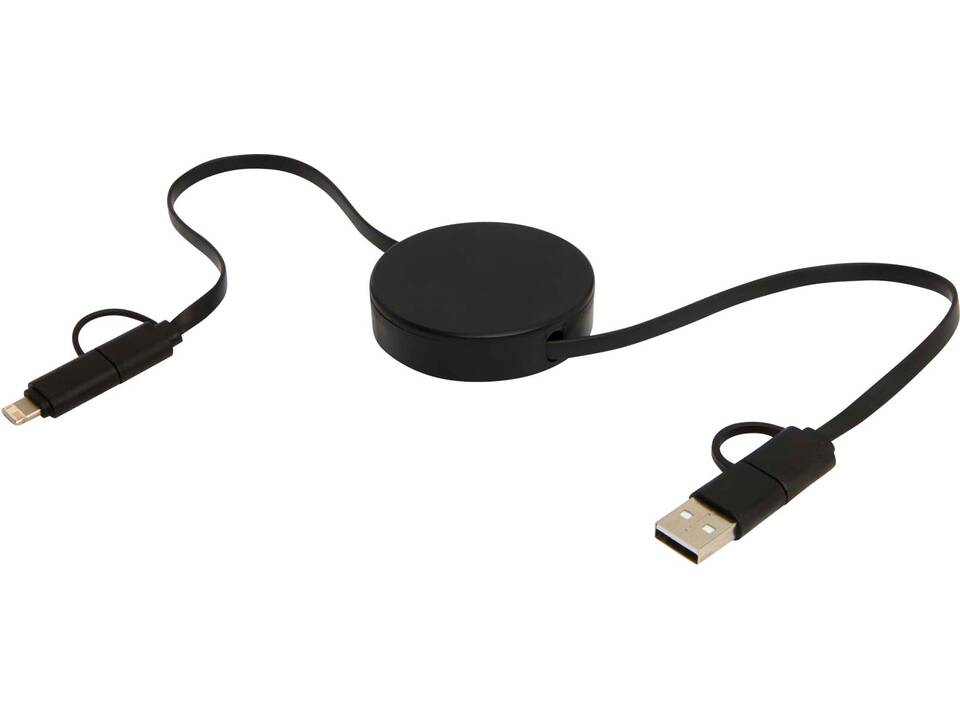 Câble rétractable 5 en 1 Citala en plastique recyclé de 90 cm pour la synchronisation des données et la charge rapide de 40 W 12