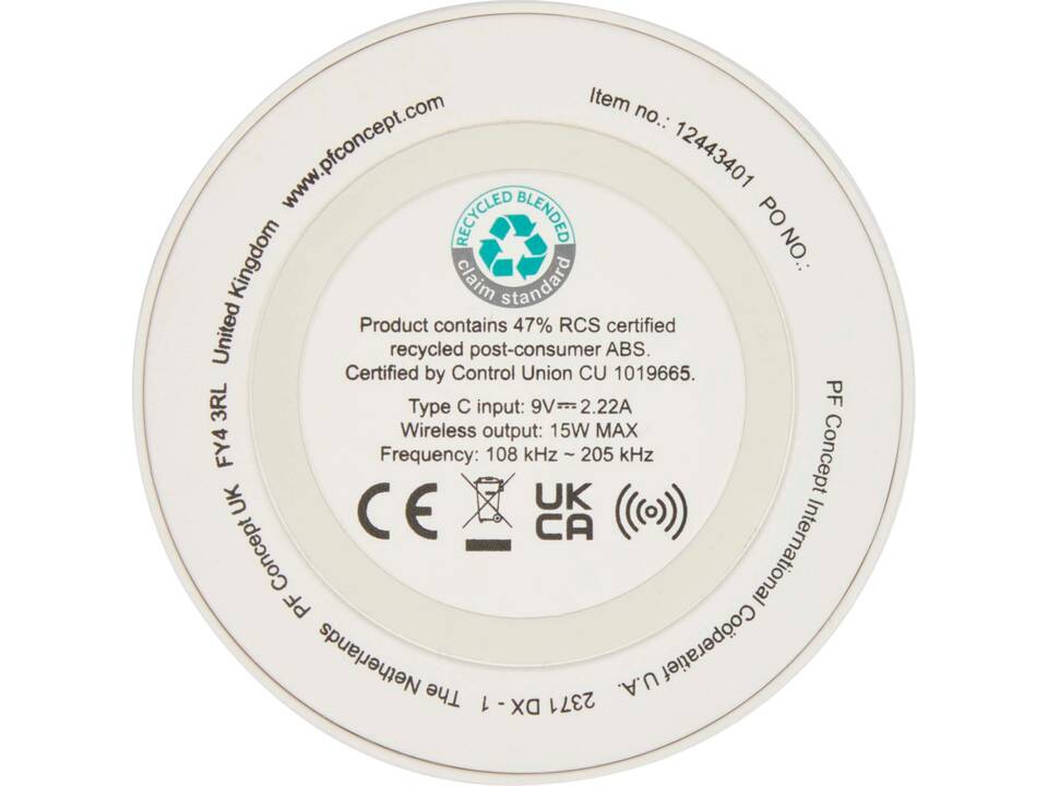 Tapis de charge sans fil Freal de 15 W en plastique recyclé 4