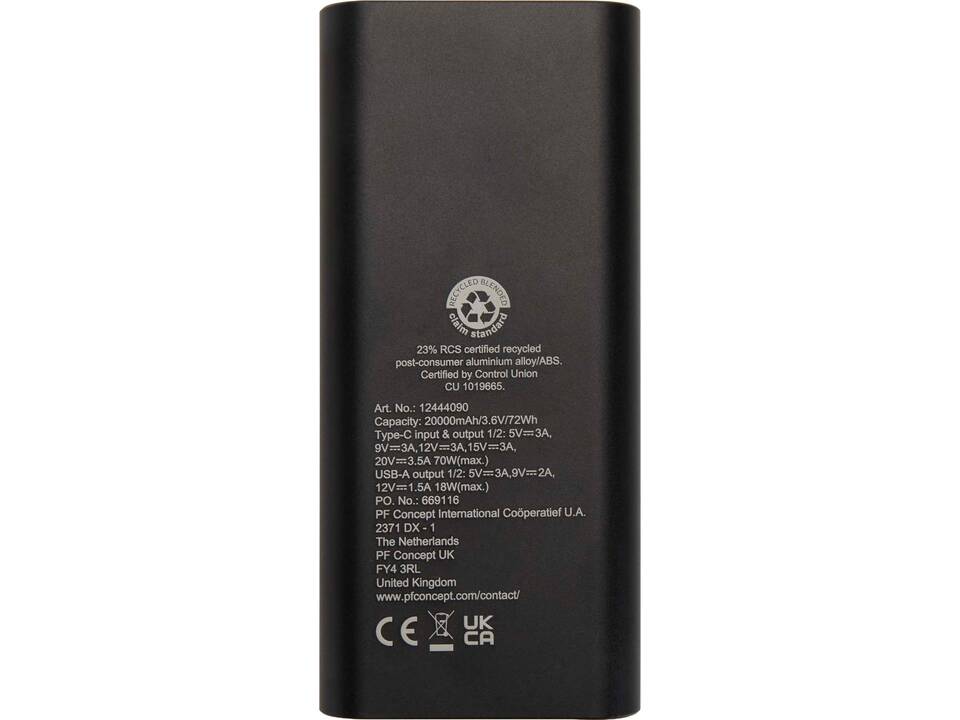 Batterie de secours Acamar de 20 000 mAh et 70 W en aluminium recyclé pour ordinateur portable 4