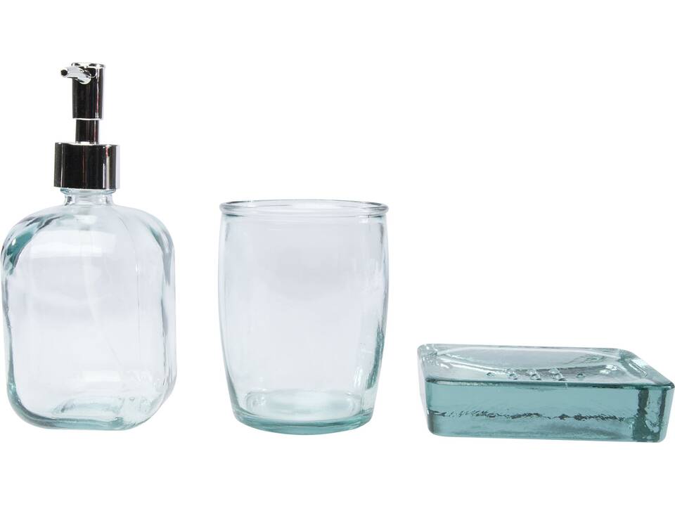 Ensemble 3 pièces pour salle de bains Jabony en verre recyclé 4