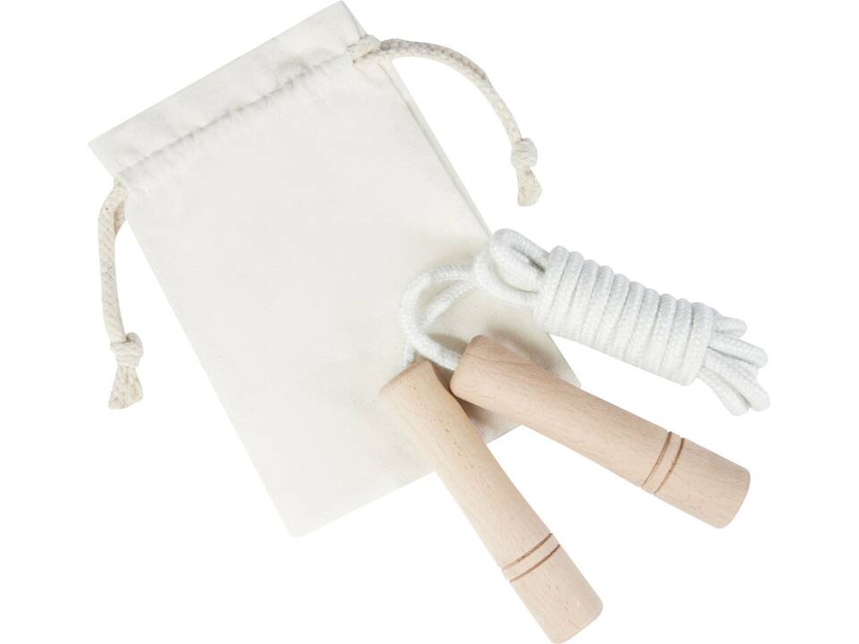 Corde à sauter Denise en bois dans une pochette en coton 3