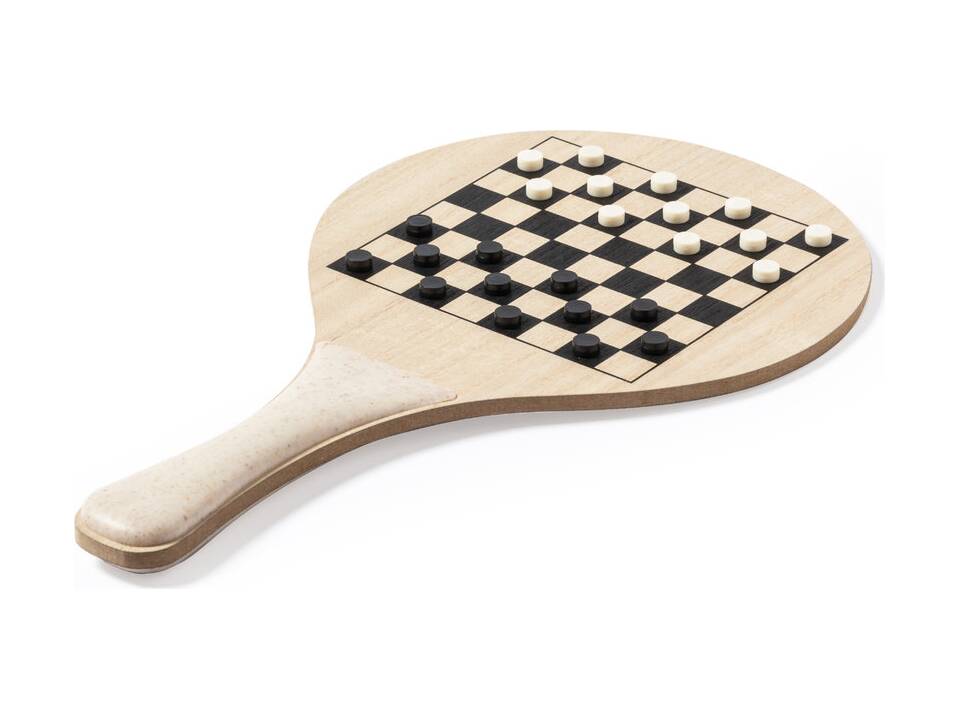 Raquettes de plage avec échiquiers, dames et ludo intégrés 2
