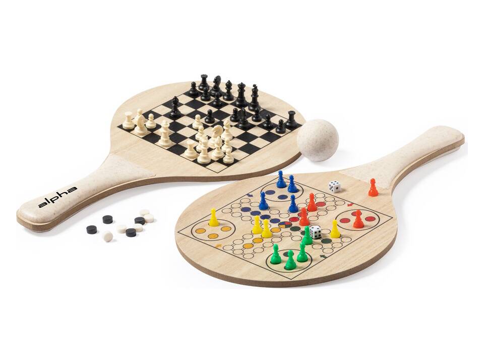 Raquettes de plage avec échiquiers, dames et ludo intégrés 5