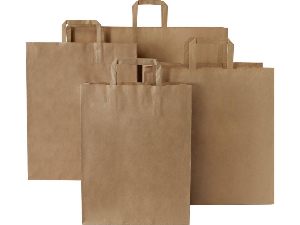 Sac en papier Kraft 80-90 g/m² avec poignées plates, taille moyenne 12