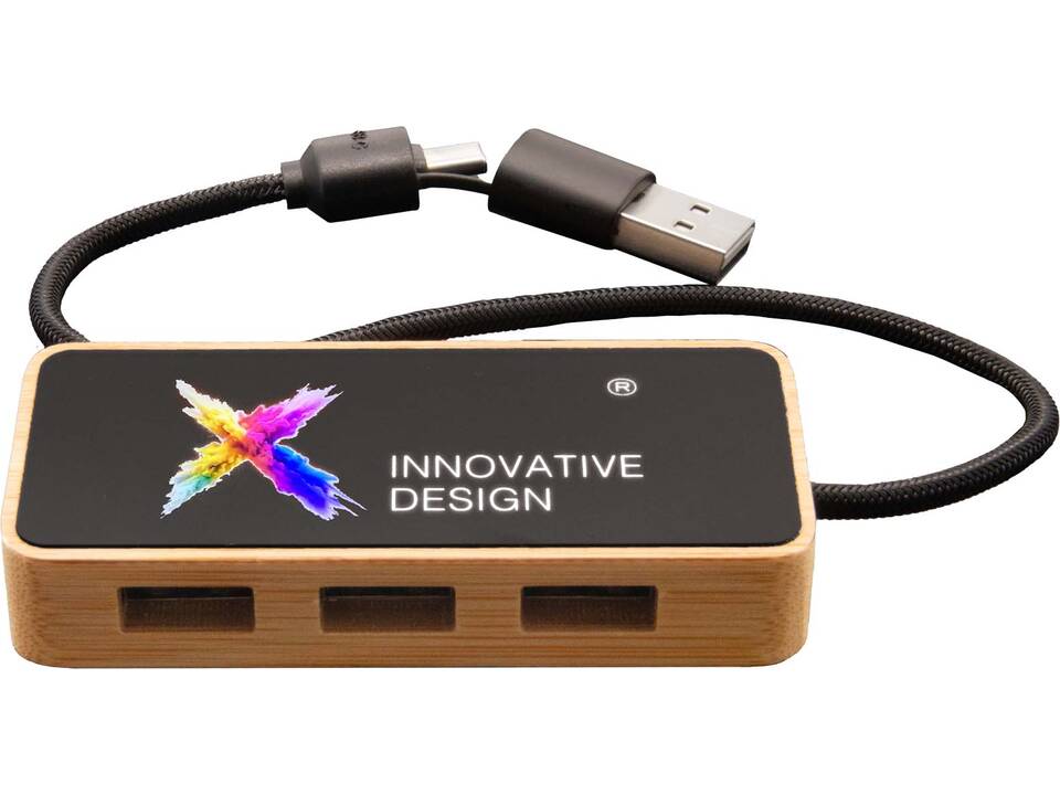 SCX.design H21 8-in-1 houten USB-hub met dubbele ingang en 6 poorten 3