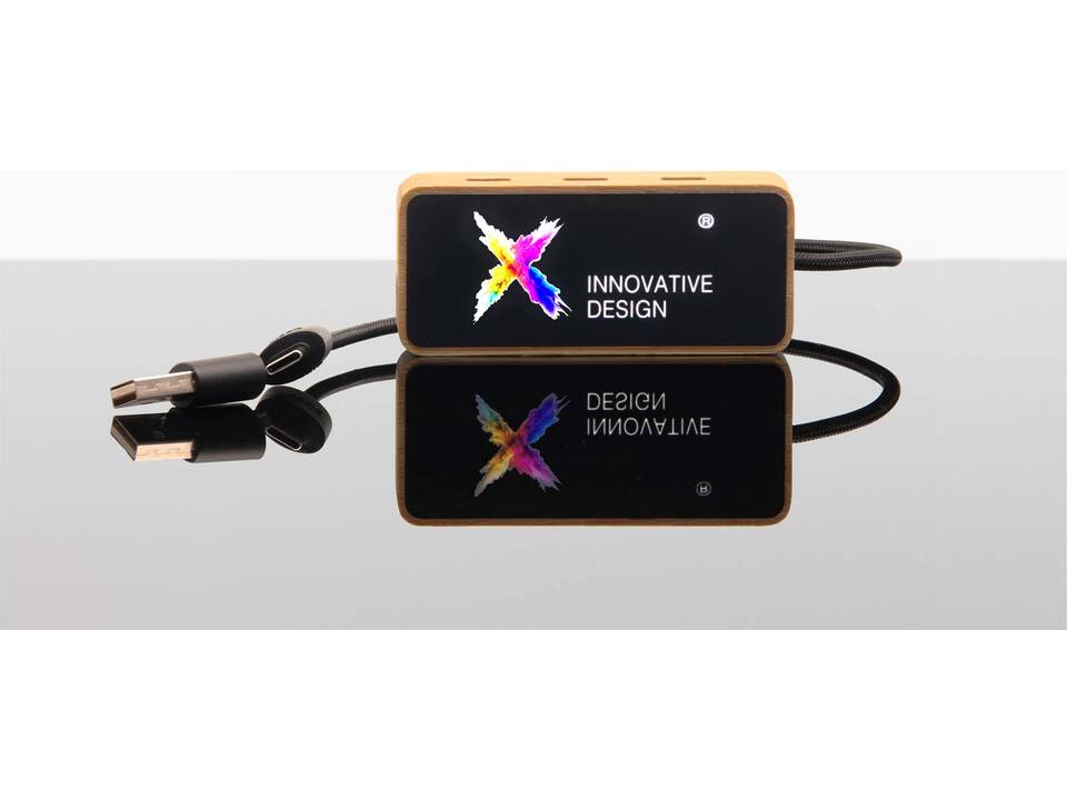 SCX.design H21 8-in-1 houten USB-hub met dubbele ingang en 6 poorten 4