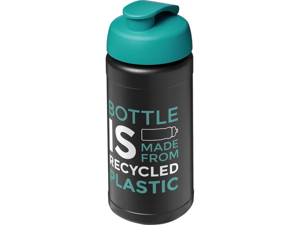 Bouteille de sport Baseline de 500 ml recyclée avec couvercle rabattable 45